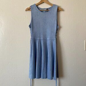 Design Lab Lord & Taylor Faux Suede Skater Dress Corset Tie Sides Sleeveless Med